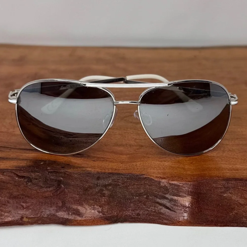 Bijou Brigitte Aviator Sunglasses‎ Silver White Metal Pilot 101.809.515 Cat 3